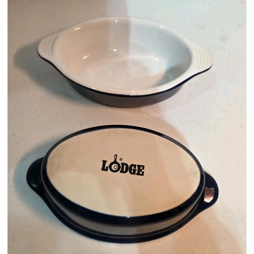 Lodge Navy Blue Stoneware Gratin Baking Dishes Set Of 2 - 7